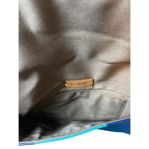 J Crew Purse Leather Envelope Clutch Chain Strap Blue Turquoise NWT - Picture 4 of 7